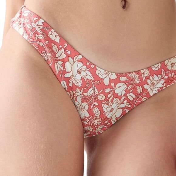 J Crew Pink White Floral Curved Waist Cheeky Bikini Bottom Sz M NWT - Picture 11 of 13
